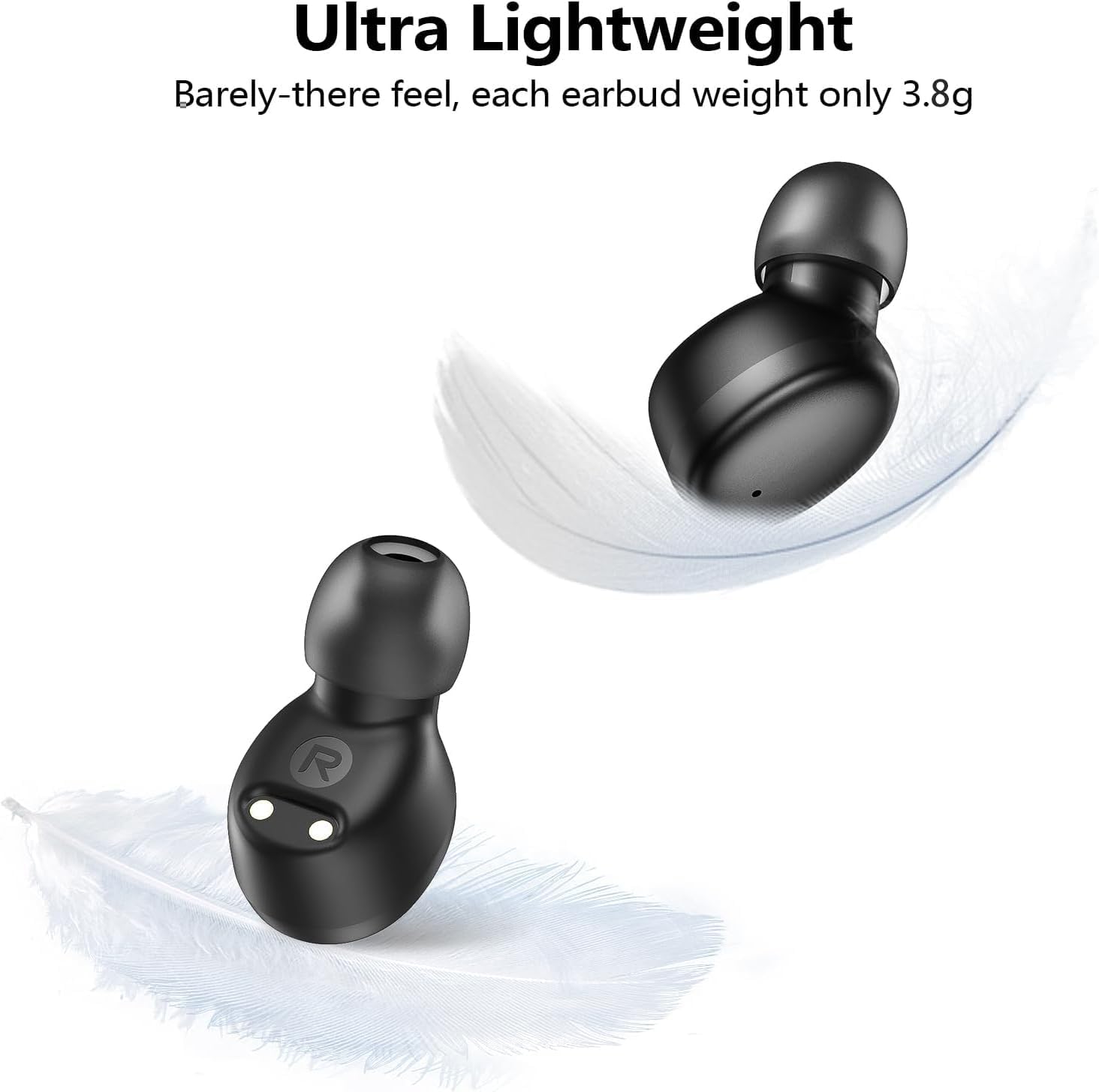 Wireless Earbuds Bluetooth 5.3 in Ear Buds Light Weight Headphones,Deep Bass Sound,Built in Mics Headset,Clear Calls Earphones for Sports Workout Black | Premium Sound Bass Ear buds with Charging Case,Smart Touch Control,Built in Mics