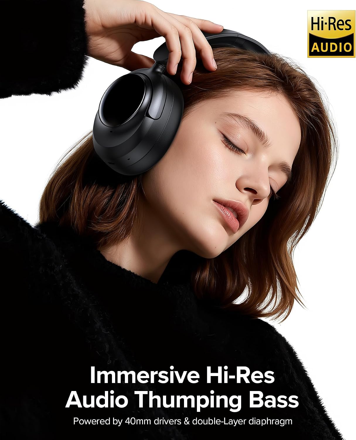 Hybrid Active Noise Cancelling Headphones, Bluetooth 6.0 Wireless Headphones Over Ear Headset with 120H Playtime, Hi-Res Audio, 5-ENC Mic, 35dB ANC Headphone