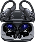 Bluetooth Headphones Wireless Earbuds 80hrs Playtime Wireless Charging Case Digital Display Sports Ear Buds with Earhook Deep Bass IPX7 Waterproof Over-Ear Earphones for TV Phone Laptop Black