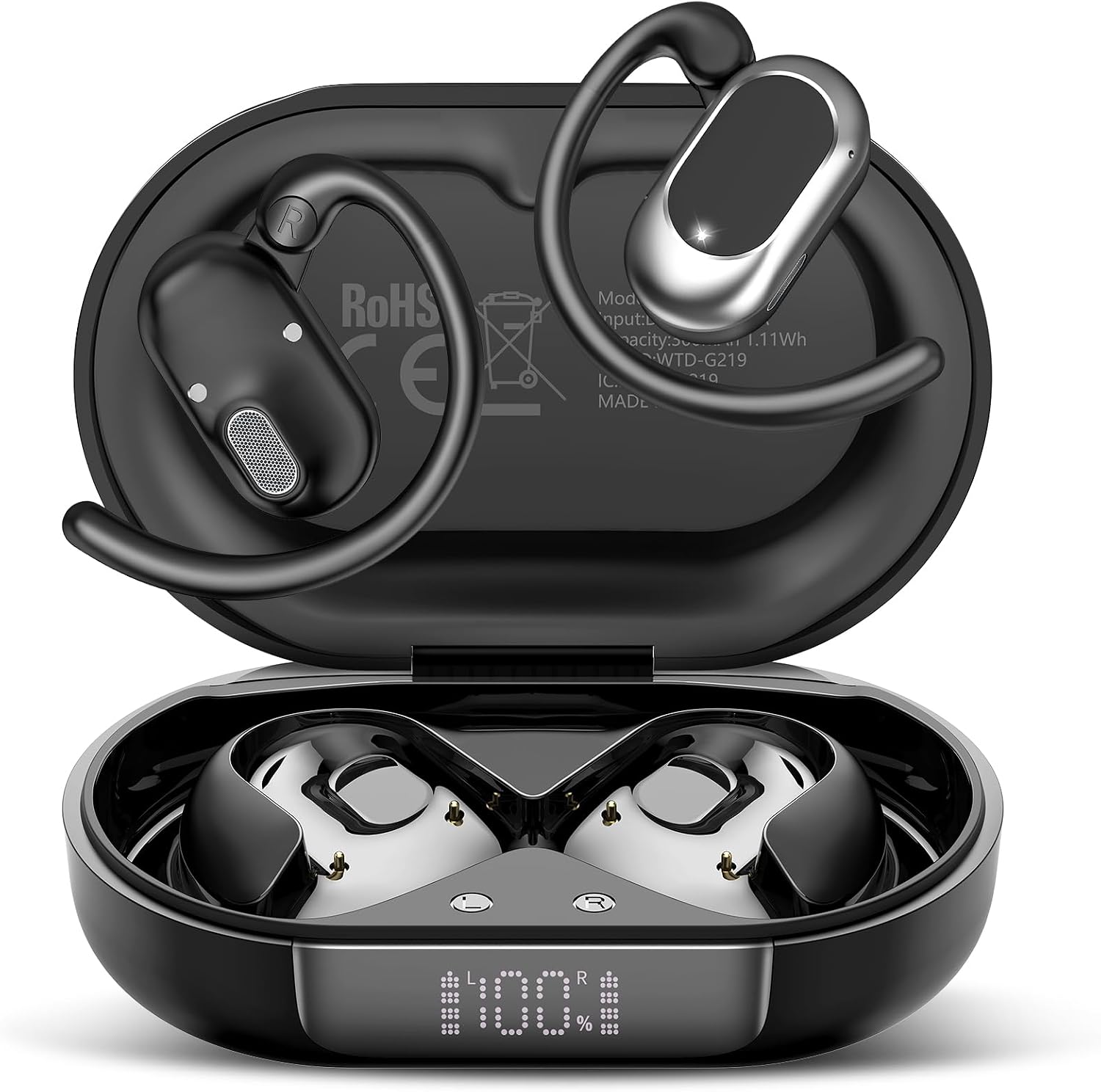 Open Ear Headphones, NEW Over Ear Earbuds with 4 ENC Noise-Canceling Mic | Ultra-Comfort Bone Conduction Earbuds, BT5.4, HD Stereo, IPX7 Waterproof, Ergonomic Earhooks,36H Sports Ear Buds for Running