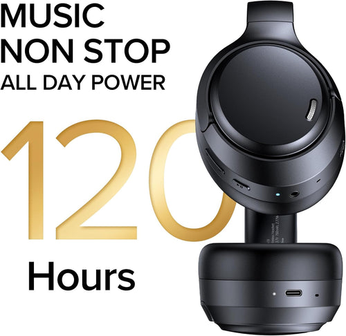 Hybrid Active Noise Cancelling Bluetooth 6.0 Headphones 120H Long Playtime, 6 ENC Mic, Over Ear Headphones Wireless, Hi-Res Audio, Memory Foam Earcup, Transparency Mode ANC Headphone for Travel Office