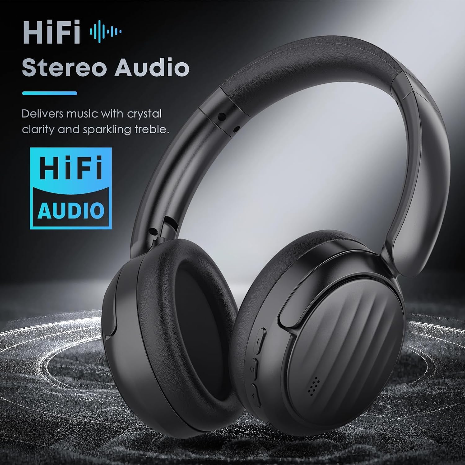 Bluetooth Headphones, Hybrid Active Noise Cancelling Over Ear Headphones | 35H Playtime, HiFi Stereo Foldable wireless Headphones with Foam Ear Cups for Sports, Office, Travel