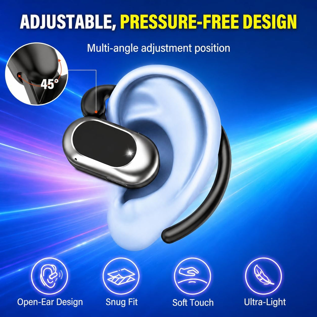 Open Ear Headphones, NEW Over Ear Earbuds with 4 ENC Noise-Canceling Mic | Ultra-Comfort Bone Conduction Earbuds, BT5.4, HD Stereo, IPX7 Waterproof, Ergonomic Earhooks,36H Sports Ear Buds for Running